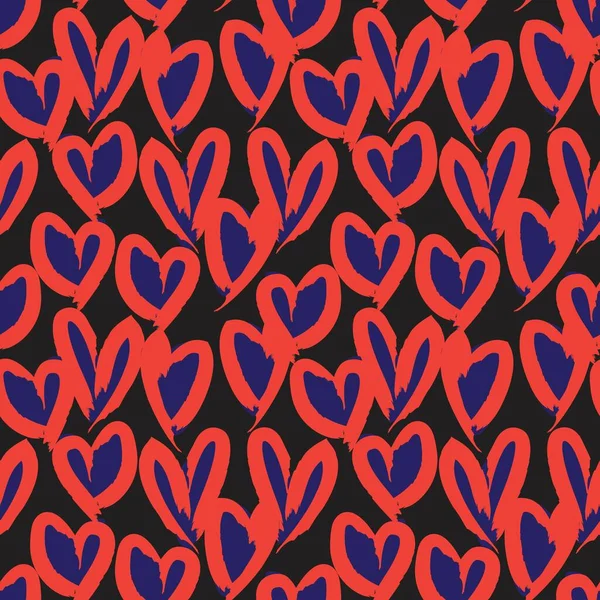 Orange Herzförmige Valentinstag Nahtlose Muster Hintergrund Für Modetextilien Grafiken — Stockvektor