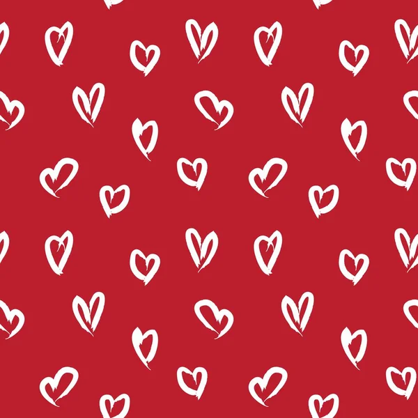 Red Heart Förmigen Valentinstag Nahtlose Muster Hintergrund Für Modetextilien Grafiken — Stockvektor
