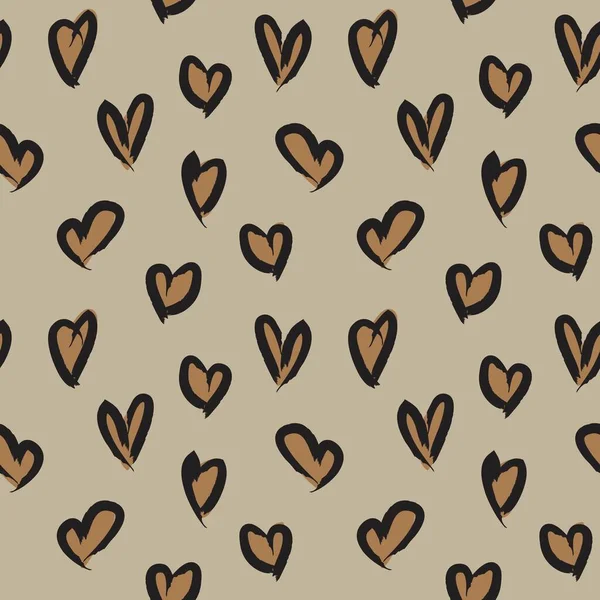 Braune Herzförmige Valentinstag Nahtlose Muster Hintergrund Für Modetextilien Grafiken — Stockvektor