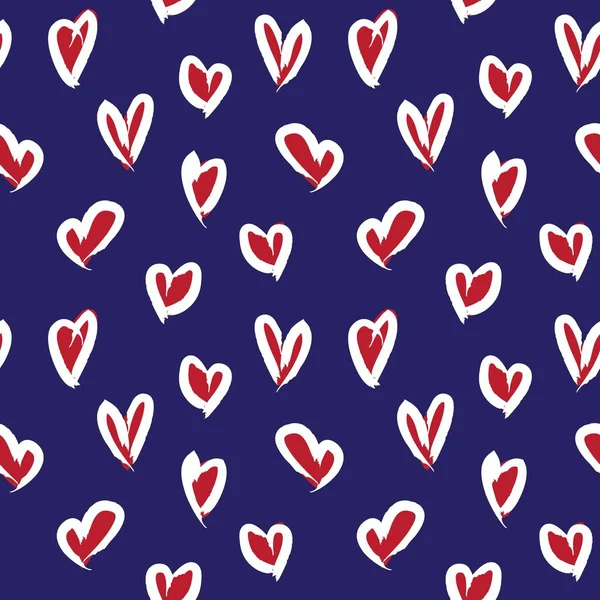 네이비 Red Navy Heart 그래픽등을 발렌타인데이 패턴을 만들었다 — 스톡 벡터