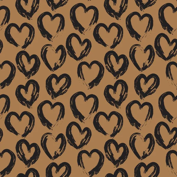 Braune Herzförmige Valentinstag Nahtlose Muster Hintergrund Für Modetextilien Grafiken — Stockvektor