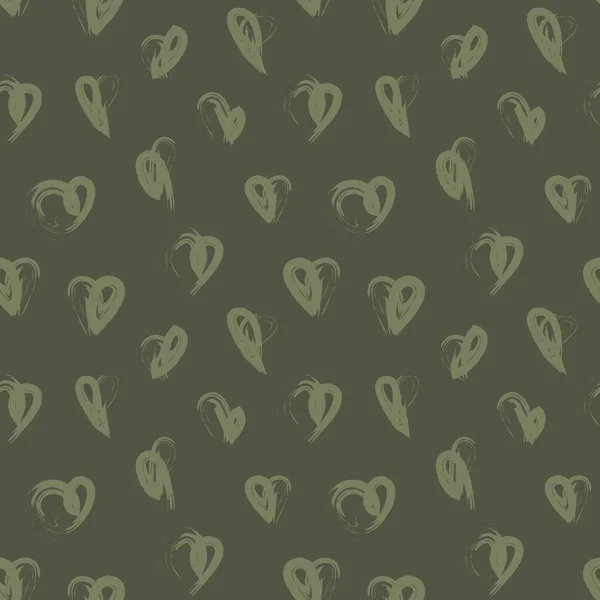 绿色心形情人节无缝图案背景为时尚纺织品 — 图库矢量图片