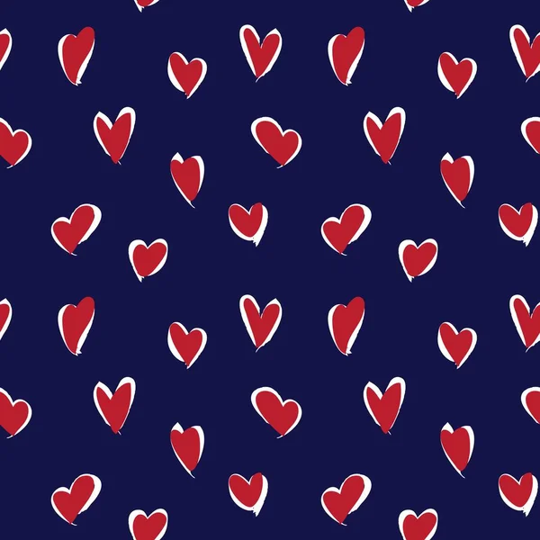 Red Navy Heart Förmigen Valentinstag Nahtlose Muster Hintergrund Für Modetextilien — Stockvektor