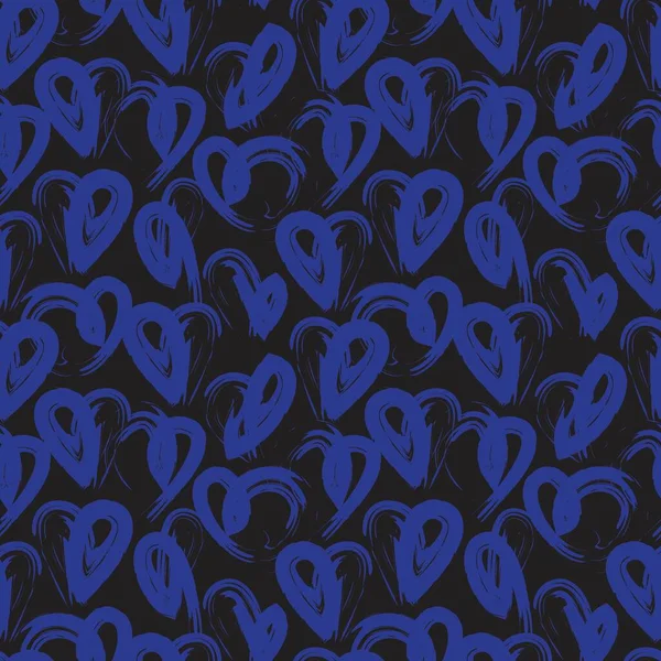 Blaues Herz Förmigen Valentinstag Nahtlose Muster Hintergrund Für Modetextilien Grafiken — Stockvektor