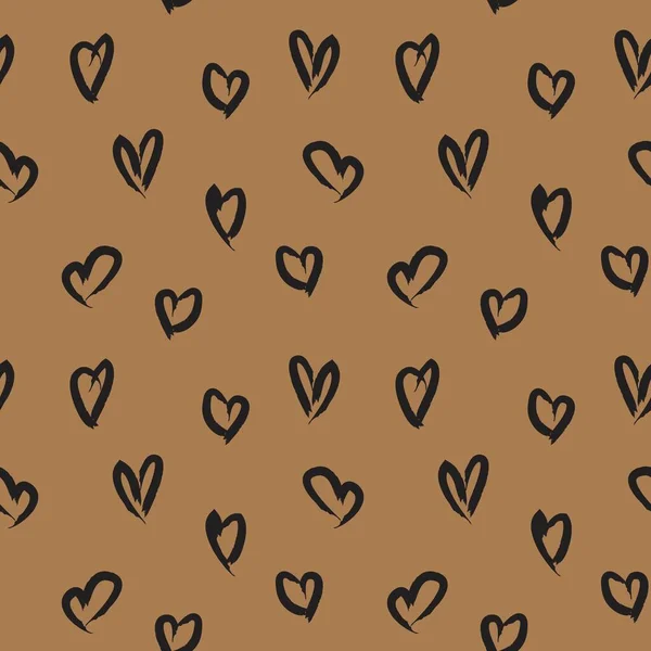 Brown Heart Shaped Valentine Day Seamless Pattern Background Fashion Textiles — Stock Vector