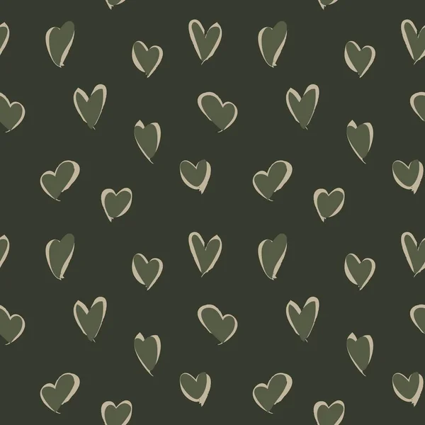 Green Heart Shaped Valentine Day Seamless Pattern Background Fashion Textiles — Stock Vector