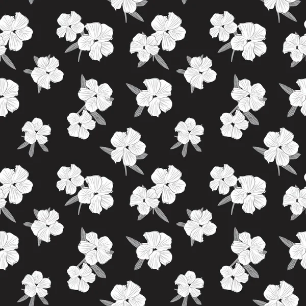 Schwarz Weiß Floral Botanische Nahtlose Muster Hintergrund Für Mode Prints — Stockvektor