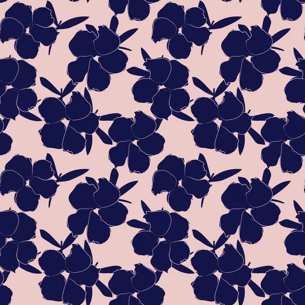 Pink Navy Floral Botaniczne Bezszwowe Tło Wzór Nadaje Się Druku — Wektor stockowy