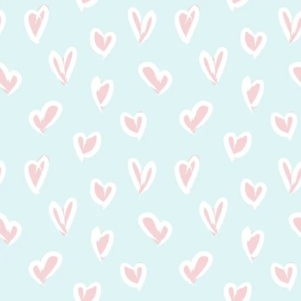 Sky Blue Heart Shaped Valentine Day Seamless Pattern Background Fashion — Stock Vector