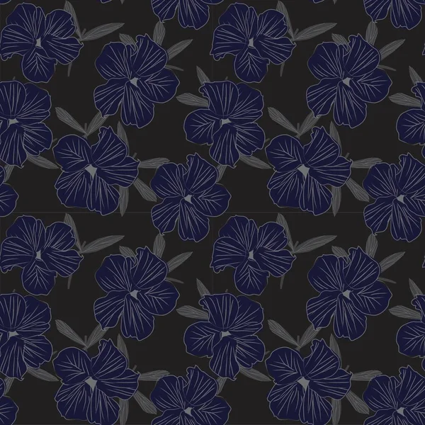 Grau Floral Botanischen Nahtlosen Muster Hintergrund Geeignet Für Mode Prints — Stockvektor