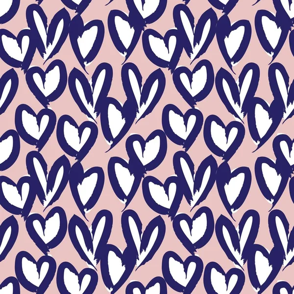 Pink Navy Heart Vormige Valentijnsdag Naadloze Patroon Achtergrond Voor Mode — Stockvector