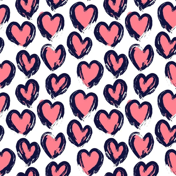 Pink Navy Heart Förmigen Valentinstag Nahtlose Muster Hintergrund Für Modetextilien — Stockvektor