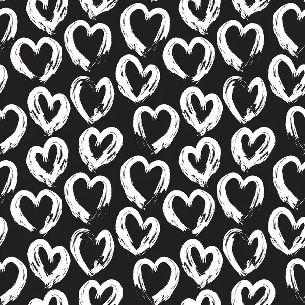 Zwart Wit Hartvormige Valentijnsdag Naadloze Patroon Achtergrond Voor Mode Textiel — Stockvector