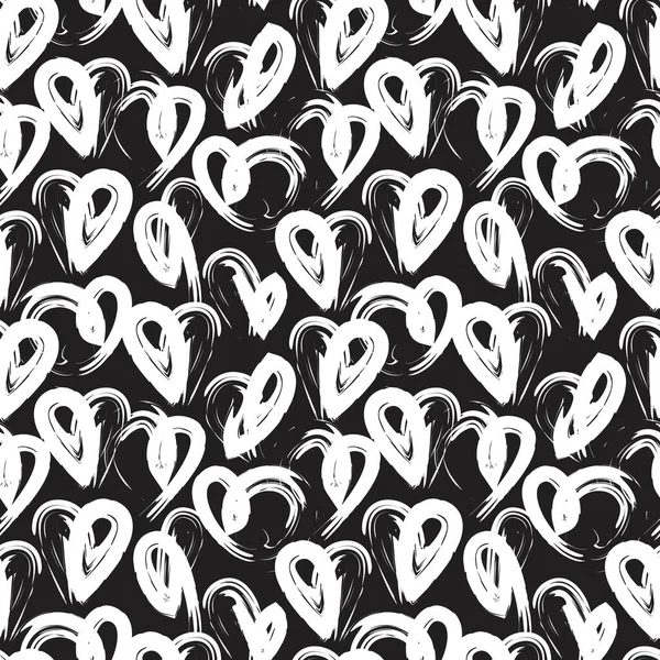 Schwarz Weiß Herzförmige Valentinstag Nahtlose Muster Hintergrund Für Modetextilien Grafiken — Stockvektor
