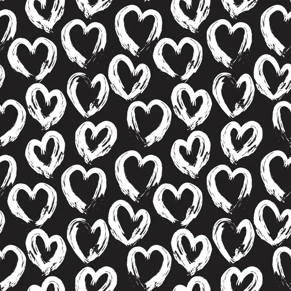 Noir Blanc Forme Coeur Saint Valentin Fond Motif Sans Couture — Image vectorielle