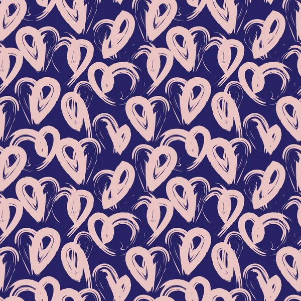 Pink Navy Heart Vormige Valentijnsdag Naadloze Patroon Achtergrond Voor Mode — Stockvector