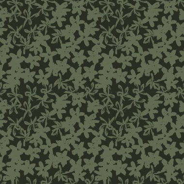 Yeşil çiçekli fırça darbeleri moda baskıları, grafikler, arka planlar ve el sanatları için pürüzsüz desenli arka plan