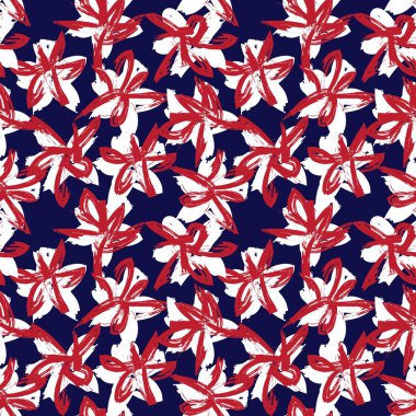 Kızıl Donanma Çiçek fırçası, moda baskıları, grafikler, arka planlar ve el sanatları için kusursuz desenli fırça darbeleri sergiliyor