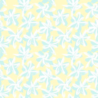 Sarı çiçekli fırça darbeleri moda baskıları, grafikler, arka planlar ve el sanatları için pürüzsüz desenli arkaplan