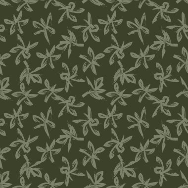 Yeşil çiçekli fırça darbeleri moda baskıları, grafikler, arka planlar ve el sanatları için pürüzsüz desenli arka plan