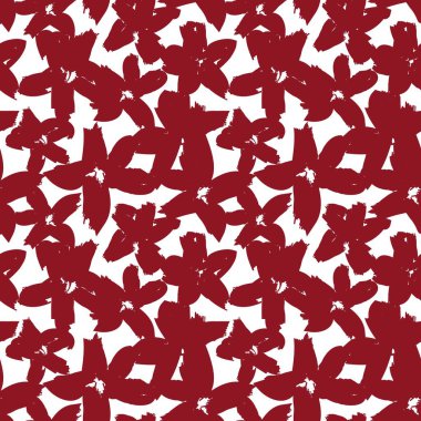 Kırmızı çiçekli fırça darbeleri moda baskıları, grafikler, arka planlar ve el sanatları için pürüzsüz desenli arka plan