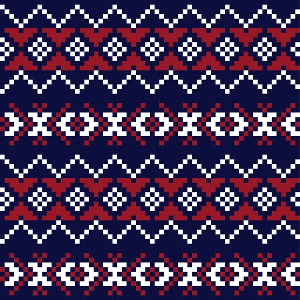 Red Navy Weihnachtsmarkt Insel Muster Hintergrund Für Modetextilien Strickwaren Und — Stockvektor