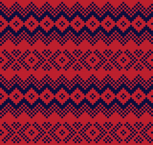Red Navy Weihnachtsmarkt Insel Muster Hintergrund Für Modetextilien Strickwaren Und — Stockvektor