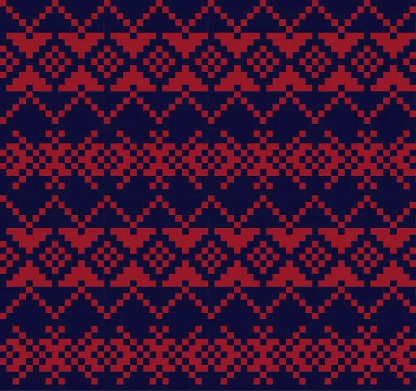 Red Navy Christmas Fair Isle Mönster Bakgrund För Mode Textilier — Stock vektor