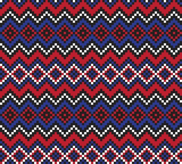 Red Navy Christmas Fair Isle Pattern Background Fashion Textiles Knitwear — 스톡 벡터