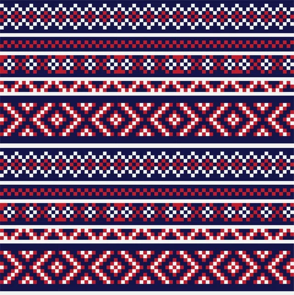 stock vector Red Navy Christmas fair isle pattern background for fashion textiles, knitwear and graphics