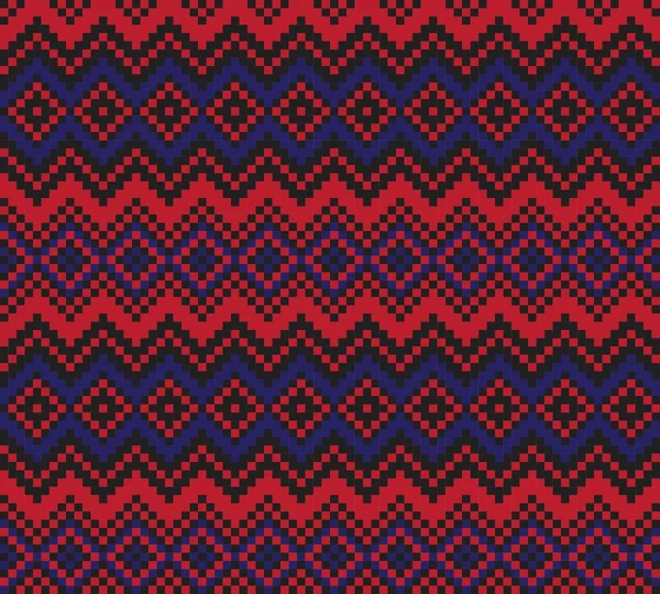 Red Navy Christmas Fair Isle Pattern Background Fashion Textiles Knitwear — 스톡 벡터