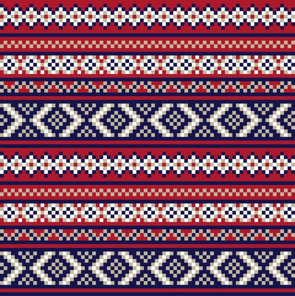 Red Navy Vánoční Veletrh Isle Vzor Pozadí Pro Módní Textil — Stockový vektor