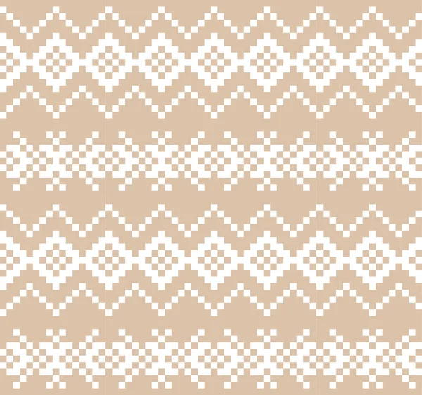 ファッションテキスタイル ニットウェア グラフィックのためのブラウンクリスマスフェア島のパターンの背景 — ストックベクタ