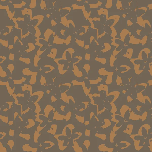 Brown Floral Coup Pinceau Fond Motif Sans Couture Pour Les — Image vectorielle