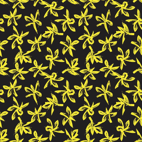 Yellow Floral brush strokes seamless pattern background for fashion prints, graphics, backgrounds and crafts