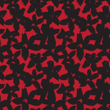 Kırmızı çiçekli fırça darbeleri moda baskıları, grafikler, arka planlar ve el sanatları için pürüzsüz desenli arka plan