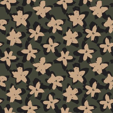 Yeşil çiçekli fırça darbeleri moda baskıları, grafikler, arka planlar ve el sanatları için pürüzsüz desenli arka plan