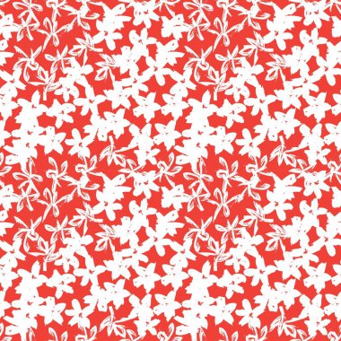 Turuncu Çiçek Fırçası Vuruşları Kusursuz Desen Arkaplanı