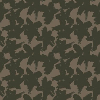 Yeşil çiçekli fırça darbeleri moda baskıları, grafikler, arka planlar ve el sanatları için pürüzsüz desenli arka plan