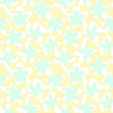 Sarı çiçekli fırça darbeleri moda baskıları, grafikler, arka planlar ve el sanatları için pürüzsüz desenli arkaplan