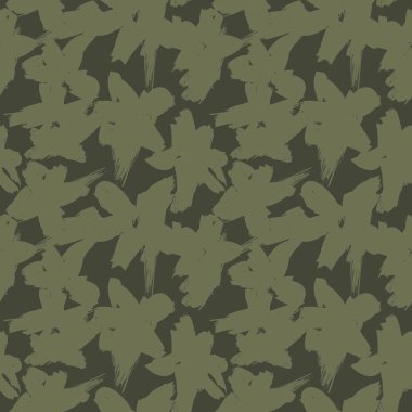 Yeşil çiçekli fırça darbeleri moda baskıları, grafikler, arka planlar ve el sanatları için pürüzsüz desenli arka plan