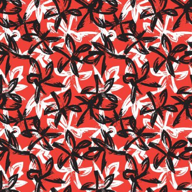 Turuncu Çiçek Fırçası Vuruşları Kusursuz Desen Arkaplanı