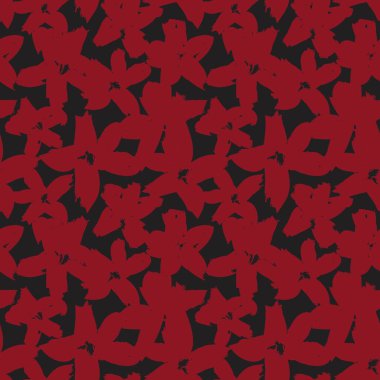 Kırmızı çiçekli fırça darbeleri moda baskıları, grafikler, arka planlar ve el sanatları için pürüzsüz desenli arka plan