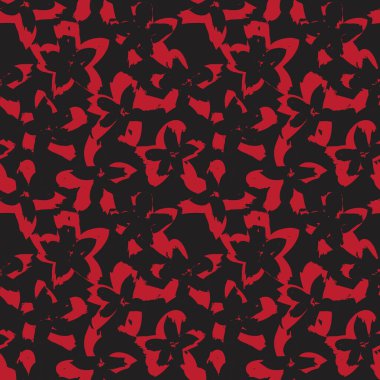 Kırmızı çiçekli fırça darbeleri moda baskıları, grafikler, arka planlar ve el sanatları için pürüzsüz desenli arka plan