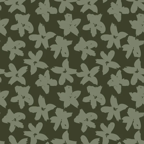 Pinceau Floral Vert Touches Sans Couture Fond Motif Pour Les — Image vectorielle