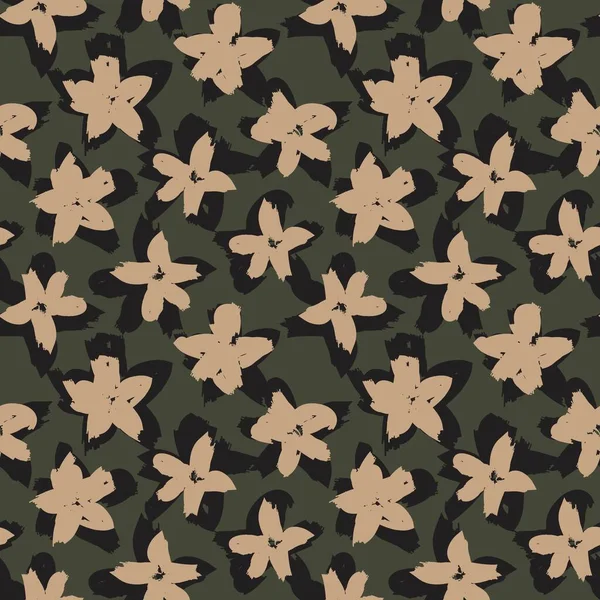 Pinceau Floral Vert Touches Sans Couture Fond Motif Pour Les — Image vectorielle