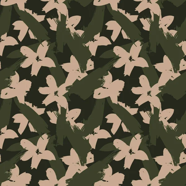 Pinceau Floral Vert Touches Sans Couture Fond Motif Pour Les — Image vectorielle