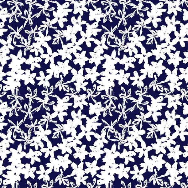 Blue Floral Pinselstriche Nahtlose Muster Hintergrund Für Modedrucke Grafiken Hintergründe — Stockvektor