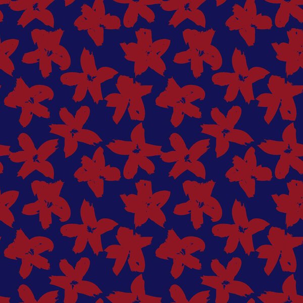 Red Navy Floral brush strokes seamless pattern background for fashion prints, graphics, backgrounds and crafts