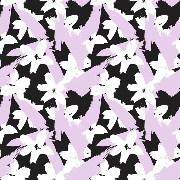 Фіолетовий Квітковий Пензлик Безшовний Візерунок Модних Принтів Графіки Фону Ремесел — стоковий вектор